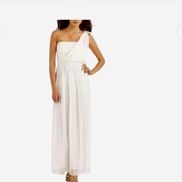 NWT-BCBG Maxazria SILK SATIN WHITE GOWN GODDESS DRESS WEDDING - Picture 1 of 7